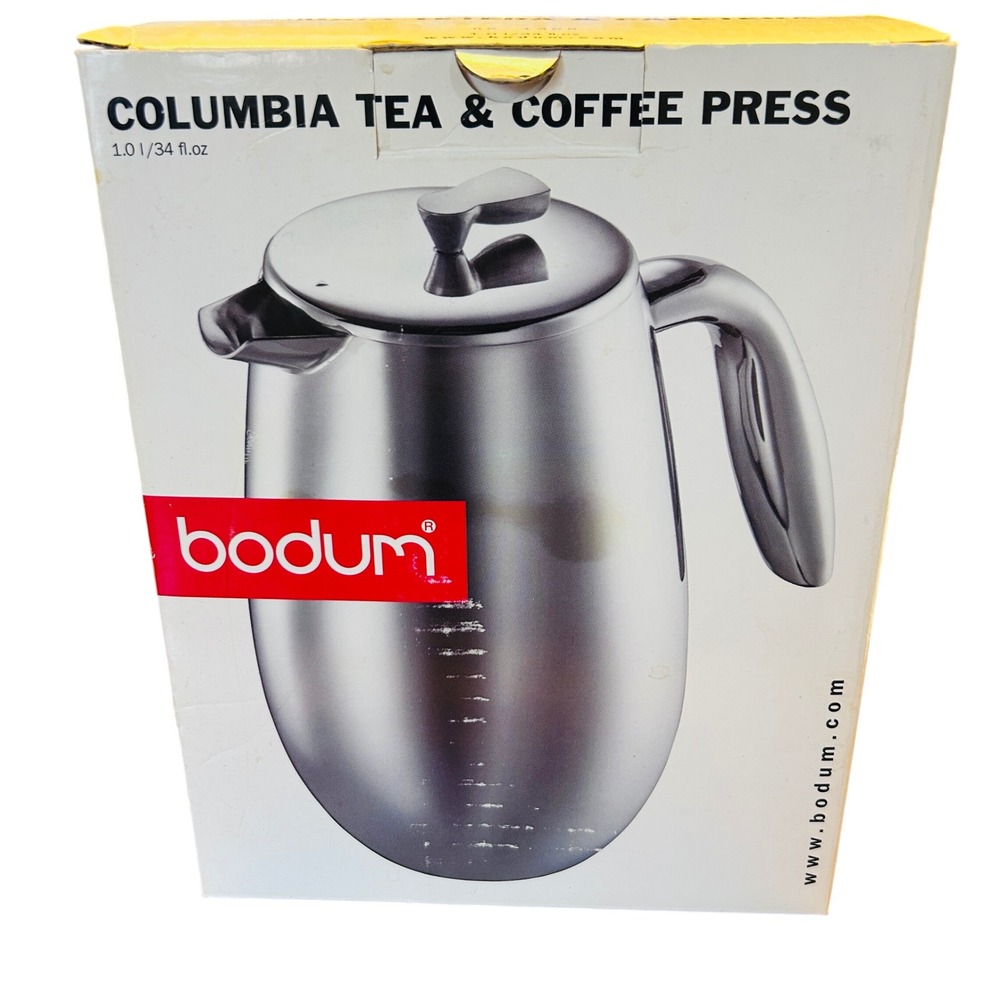 Bodum Columbia Coffee Press 34oz Silver Stainless Steel Double Wall‎ Good